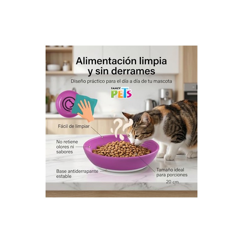 Van Ness Plato para Gato Anti derrapante Morado, 8 oz,