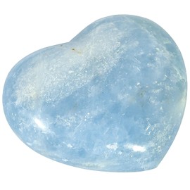 KYEYGWO Natural Blue Celestite Crystal Heart Puff Stone, Healing Worry Stone for Stress Relief Relaxation Meditation, 2.8-3.15 Inch