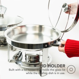 Alpha Living Chafing Dish Buffet Set of 2 – Complete Stainless Steel Chaffe Buffet Set with Glass Lids, Chafing Fuel Holder – Elegant and Practical Warmer Trays for Buffet, Wedding, Catering Supplies