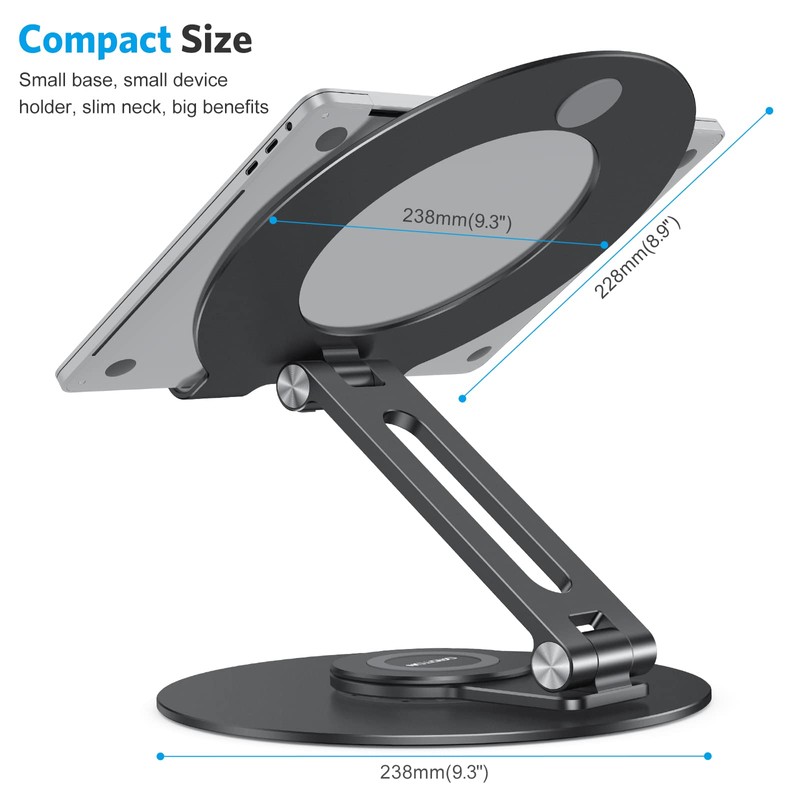 OMOTON Adjustable Laptop Stand with 360 Rotating Base, Ergonomic Laptop