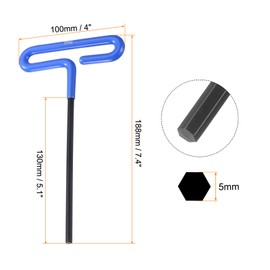 sourcing map T Handle Hex Key Wrench 5mm Metric Long T-Key Hexagon Wrenches Spanner Repair Tool with Cushion Grip