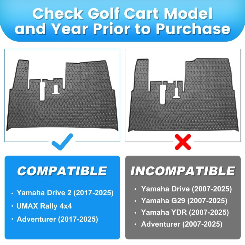 Golf Cart Floor Mat for Yamaha Floor Mat, 3/10" Thickness
