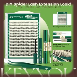 KEYYOU Flora Nova Spider Lash Clusters Kit Natural D Curl 8-16mm Mixed Tray
