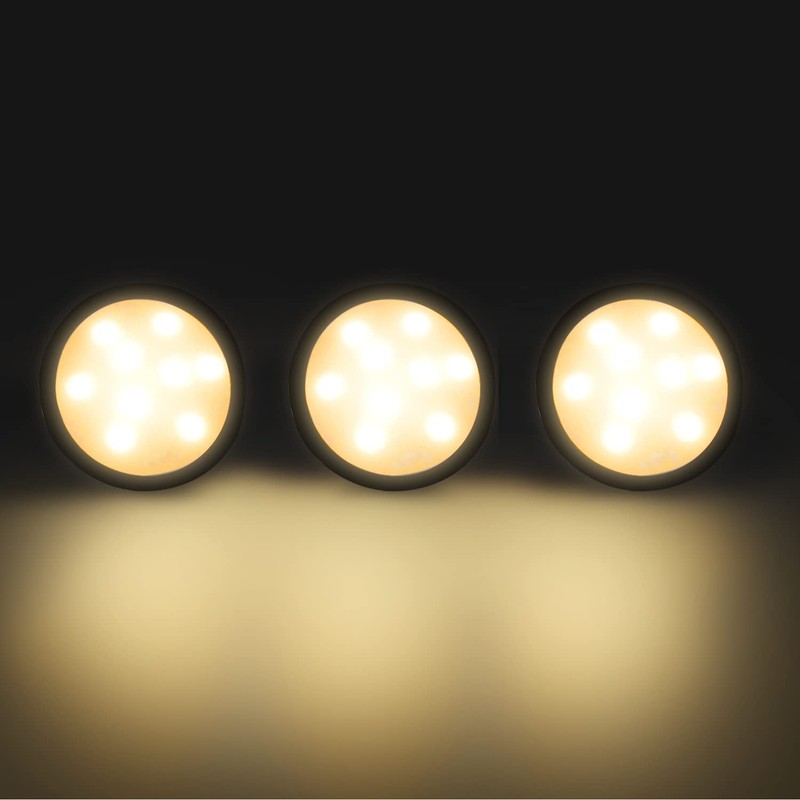 YGS-Tech LED Puck Lights, Under Cabinet Lighting Black Trim, 3000K