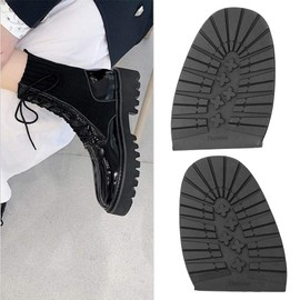 Zerodis Rubber Half Soles, Replacement, Shoe Repair Replacement Rubber Heels, Non-Slip Front Heel Soles, Boots, Mute Shoe Soles for Shoes with Black Heel (Black Forefoot)