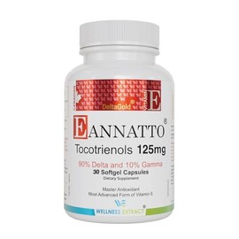 Tocotrienols Vitamin E Supplement Annatto Derived – DeltaGold, Tocopherol Free, Supports Cholesterol, Inflammation, Brain & Skin Health (125 mg, 30 Softgels)