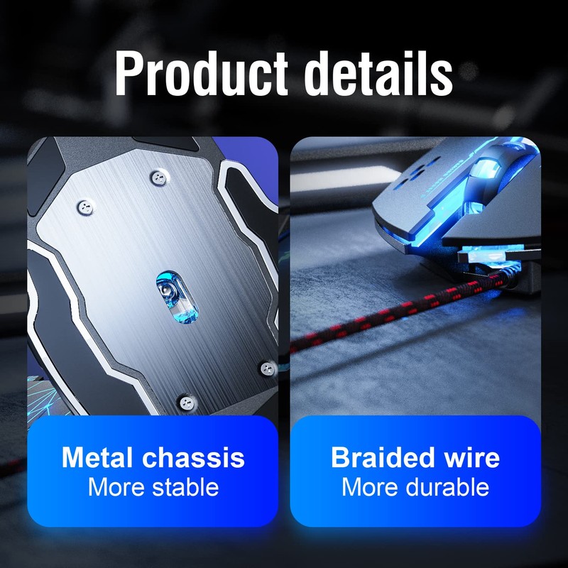 LiBO&HKBO Gaming Mouse Wired, USB Optical Computer Mice with RGB