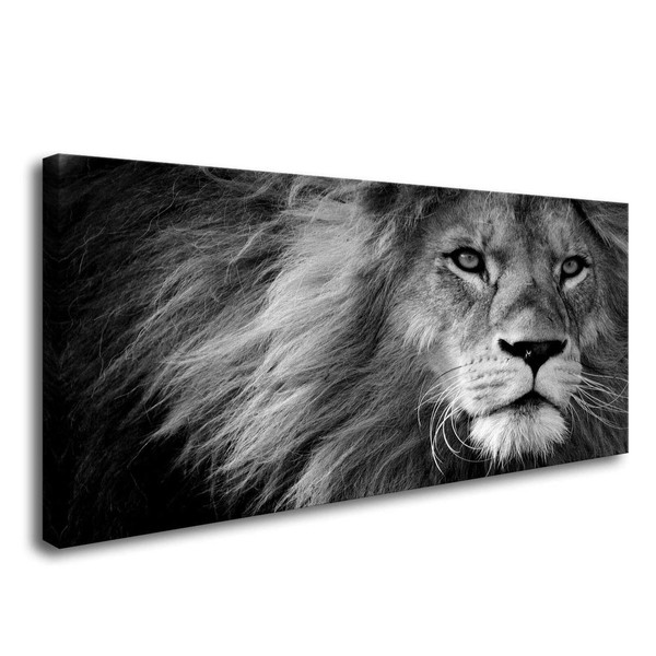 Baisuart Canvas Prints Wall Art Grey lion Stretched Canvas Wooden