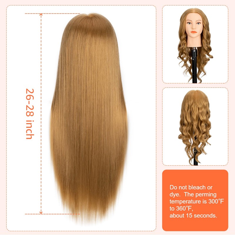 Mannequin Head 80% Human Hair 26"-28" Manikin Head Cosmetology Doll