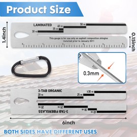 Laexepelle 4/09 Shingle Gauge, 2 Pack Measuring Tool for Roof, Roof Pitch Gauge with Carabiner Roofing for Measuring The Thickness of Roof Tiles