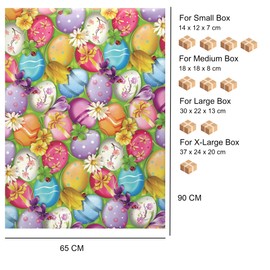 ARKRAFT Wrapping Paper Set 4 Sheets Format 90 x 65 cm 4 Greeting Cards 2 x 5 m Ribbon Easter (Set 18-8378)