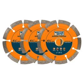 MASTER DEPOT 4-1/2 inch Segmented Rim Diamond Blade with 7/8" Arbor Hole, Dry Wet Cutting Applications in Concrete, Paver, Masonry, Terrazzo, Stone, Granite -115 mm (3 Piece)
