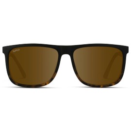 WearMe Pro Polarized Flat Top Narrow Square Mens Sunglasses (Matte Black Tortoise/Brown Lens)