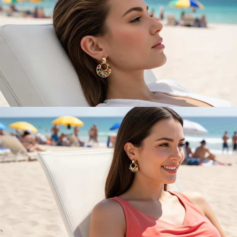 UPOWKA Multicolor Crystal Chunky Dangle Door Knocker Earrings,Statement Fashion Jewelry