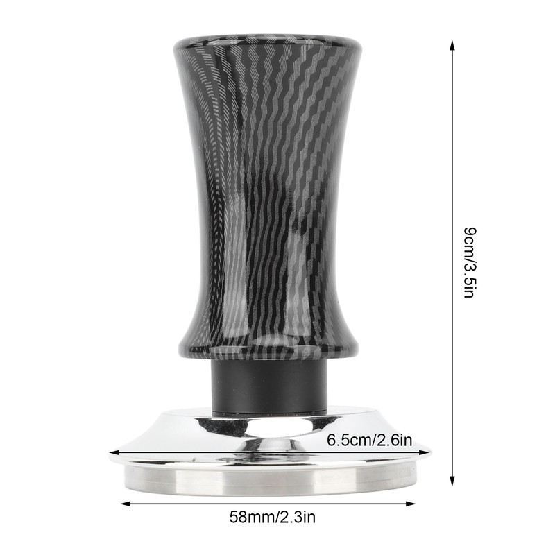 58mm Coffee Tamper Carbon Fiber Elastic Handle Stainless Steel Bottom