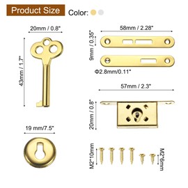 uxcell Vintage Full Mortise Mini Locks with Key Set of 2, Zinc Alloy Mini Lock Jewelry Box Lock Replacement Box Lock for Cedar Box, Wine Box & Cabinet, Grey Black