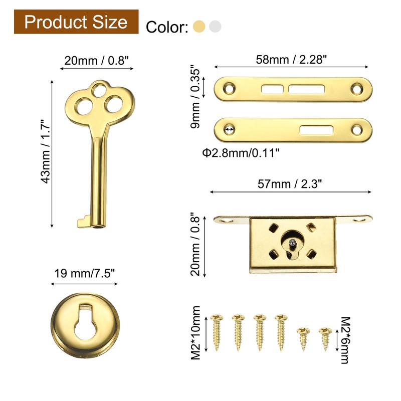 uxcell Vintage Full Mortise Mini Locks with Key Set of