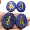 Lovionus89 4 Pcs Lapis Lazuli Engraved Chakra Stones Healing Crystal