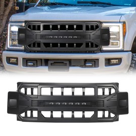 AMERICAN MODIFIED Armor Grille ABS Plastic Heavy Duty Accessory Compatible with 2017 to 2019 Ford F250/350 with Off-Road Lights, Matte Black