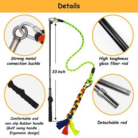 MGCYOHOLE Flirt Pole for Dogs Interactive Dog Toys for Large Medium Small Dogs Chase and Tug of War, Dog Teaser Wand with Lure Chewing Toy for Outdoor Exercise & Training. (Vital Green)