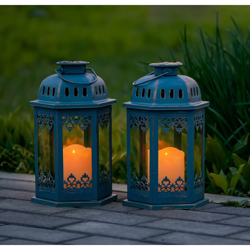 SteadyDoggie Solar Lanterns 2 Pack Blue - Hanging Solar Lights