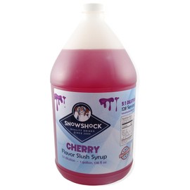 SnowShock Slush Syrup, 1 Gallon Concentrate, 5:1 Dilution, for Slushie Machines (Cherry)