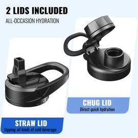 CIVAGO 40 oz Glass Water Bottle with Straw and Handle, Large Sports Motivational Water Bottle Flask with Time Marker and 2 Lids, Leakproof Water Jug Canteen with Silicone Sleeve for Gym,Black