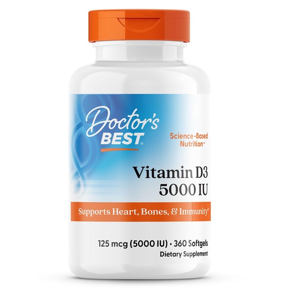 Doctor's Best Vitamin D3 5,000 IU for Healthy Bones, Teeth,