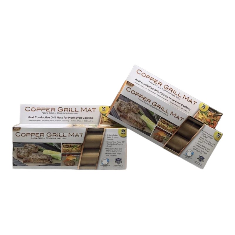 Idea Village (2) Pkgs Non-Stick Copper Grill and Bake Mat