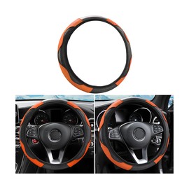 15 Inch Car Steering Wheel Cover, Carbon Fiber Microfiber Leather Elastic Stretch, Anti-Slip Breathable Steering Wheel Protector for Women Men, Car Accessories for SUV, Truck, Van (Ka-yan)