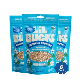 Lil Bucks Sprouted Regeneratively Grown Buckwheat Seeds– Paleo Cereal, Gluten-Free Granola, High in Protein, Low Sugar, Organic Superseed Crunch (ORIGINAL, 6 Pack)