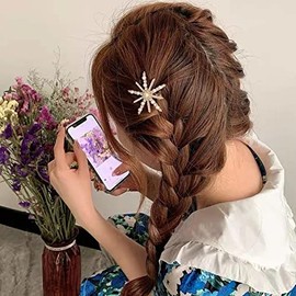 10 Horquillas de Perlas de Cristal con Purpurina, Elegante y Elegante, Decorativa, con Lazo, Pinzas para el Pelo, Hechas a Mano, Estrella de Mar, Juego de Pinzas para el Pelo,
