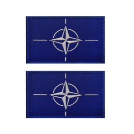 Uijokdef Uijokdef 2 PCS NATO Flag Patches Hook and Loop Fastener Embroidered Tactical Military National NATO Patch (NATO)