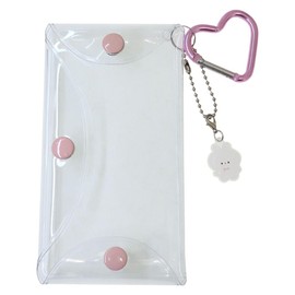 [Clear Pouch] Clear Pouch with Carabiner L/Pink Coolier Accessory Case, Cute Goods, Mail Order