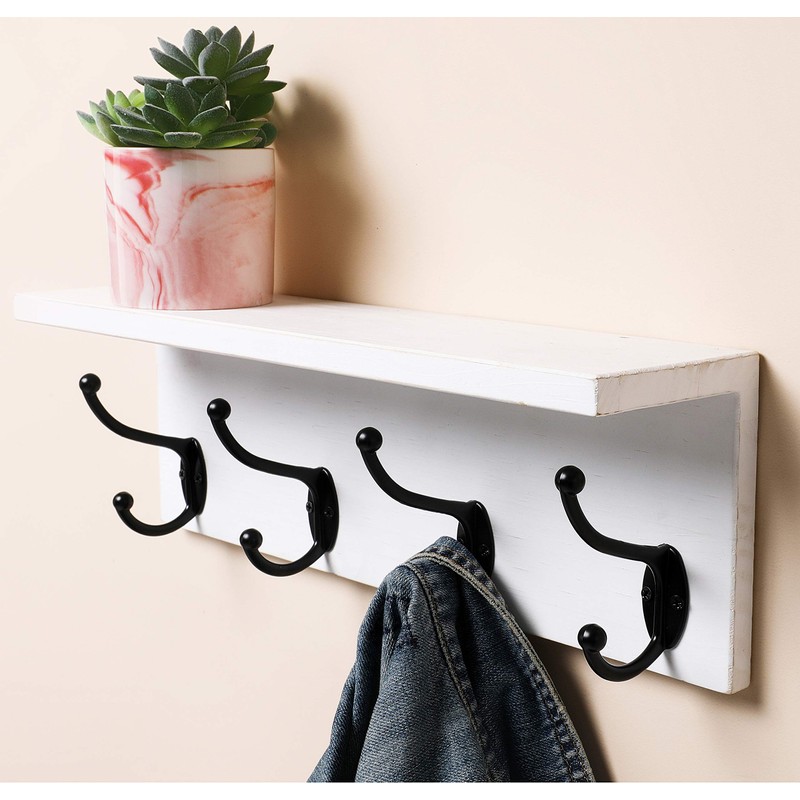 SANY DAYO HOME Wall Mounted Pine Wood Coat Rack with
