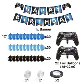 Video Game Birthday Party Decorations Set Gaming Happy Birthday Supplies Includes Video Game Balloons Birthday Banner and Foil Gamer Balloons for Birthday Party