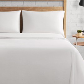 Lucky Brand Serene Slumber Queen Size 4-Piece Sateen Sheet Set - White 100% Cotton Luxury Bedding Set