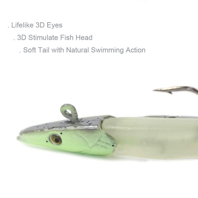 Croch 10Pcs Soft Fishing Lures Jig Head with T Tail