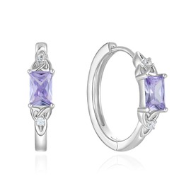 Vesitim Celtic Knot Hoop Earrings for Women 925 Sterling Silver Square Huggie Earring Created Alexandrite Jewelry