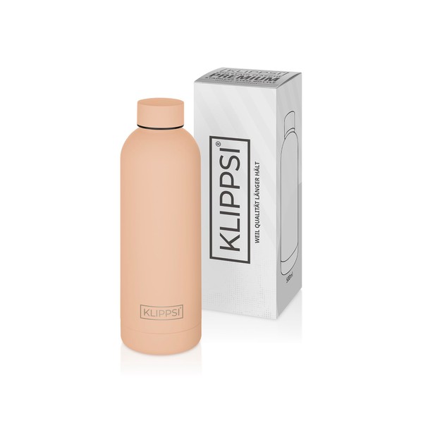 KLIPPSI® Stainless Steel Water Bottle, 500 ml, Insulated Thermal Flask,