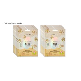 SOQU Sheet mask Moisturizing & Brightening Rice 10 pack Sheet masks