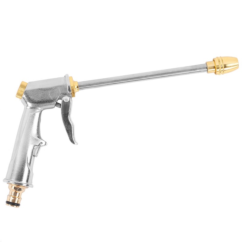 High Pressure Water Spray Gun Long Hose Brass Nozzle Adjustable