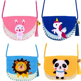 4 Pack Kids Sewing Kit, Sewing Kit for Kids, Felt Sewing Craft Kit for Kids, Handbag Sewing Kit Childrens, Fun DIY Educational Sewing Craft Gift with Sewing Tools for Girls