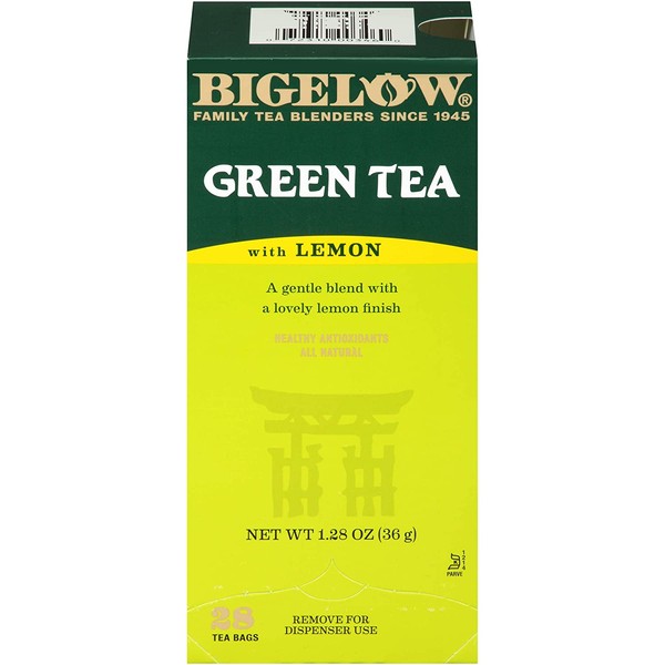 Bigelow Green Tea with Lemon Tea Bags 28-Count Box (Pack of 1) Green Tea Bags with Lemon Peel and Natural Flavors Rich in Antioxidants
