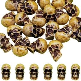 25 Skull Beads for Jewelry Making Adults, Creepy Skulls Bead Kit for Necklaces, 1 Inch Spooky Craft Supplies for Bracelets