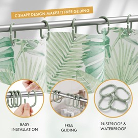 Amazer Shower Curtain Hooks Rings, 24 Pcs Shower Curtain Rings, Plastic Shower Curtain Hooks for Bathroom Shower Rod, Sage Green Shower Hooks for Shower Curtain