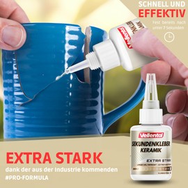 Vellental Sekundenkleber Gel fr Keramik & Porzellan extra stark 30g - Porzellankleber splmaschinenfest, hitzebest?ndig & mit Nadel Verschluss gegen Austrocknung - Reparatur Kleber fr Keramik, Porzellan & Ton