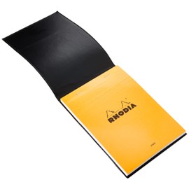 RHODIA 218169C - Case Clipboard + Stapled Notepad No. 16 Black - A5 - Lined - 80 Detachable Sheets - White Clairefontaine Paper 80 g/m - Pencil Holder - Faux Leather, 155 x 223 mm