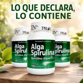 Alga Spirulina Pronacen 180 Tabs 500mg Aminoácidos Minerales Sabor Natural Arthrospira Platensis Vegano Suplemento Alimenticio                        