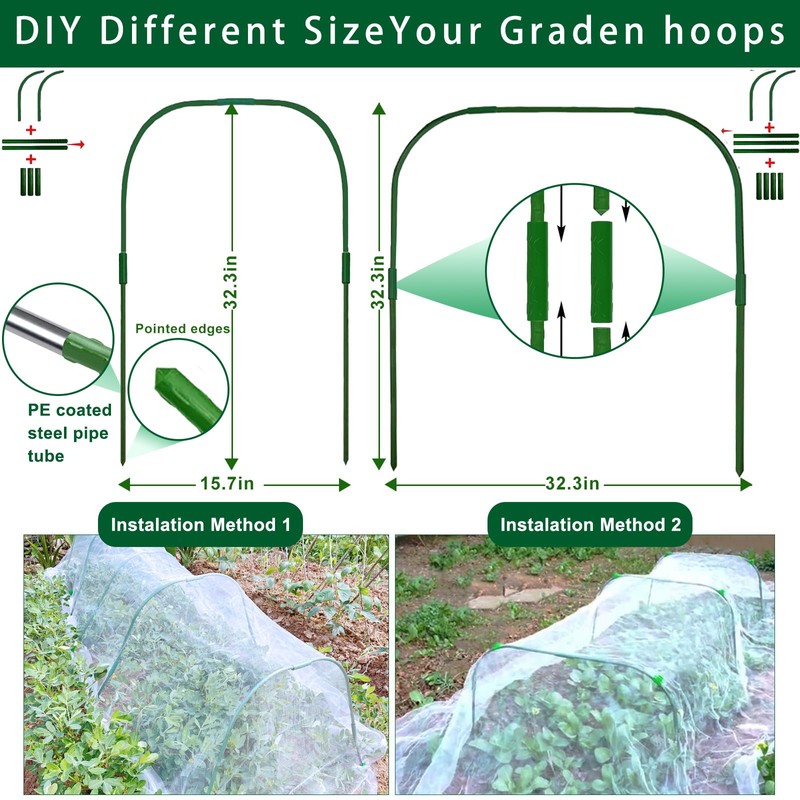 Garden Hoops for Raised beds, 10 Sets DIY Rust-Free Garden